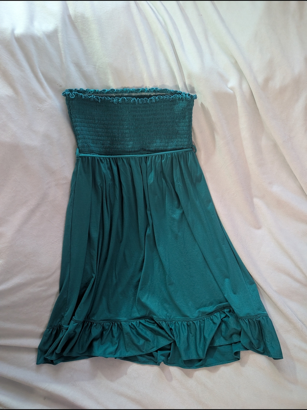 NWT Juicy Couture Y2K Teal Polynesian Smocked Tube Dress Swim Cover Up Small